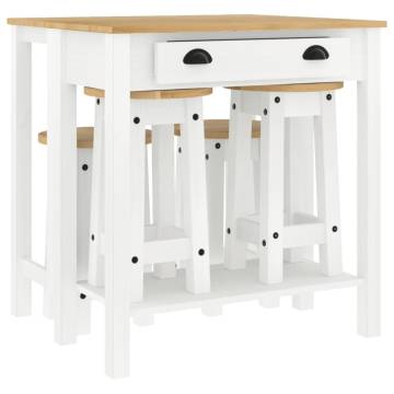 5 Piece Bar Set - White Solid Wood Pine | Hipomarket UK