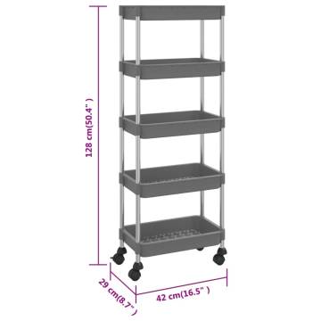 5-Tier Kitchen Trolley Grey - Organize Your Space | Hipo Market