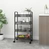 4-Tier Kitchen Trolley Black - Sturdy Iron Storage Cart