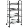 4-Tier Kitchen Trolley Black - Sturdy Iron Storage Cart