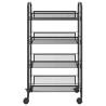 4-Tier Kitchen Trolley Black - Sturdy Iron Storage Cart