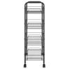 4-Tier Kitchen Trolley Black - Sturdy Iron Storage Cart