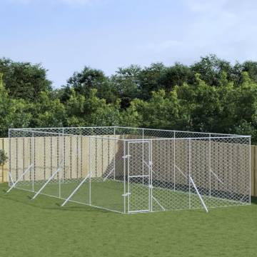 Outdoor Dog Kennel Silver 4x8x2 m - Galvanised Steel Safety