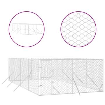 Outdoor Dog Kennel Silver 4x8x2 m - Galvanised Steel Safety