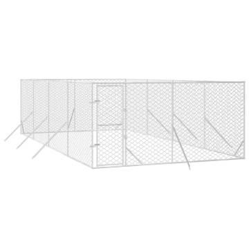 Outdoor Dog Kennel Silver 4x8x2 m - Galvanised Steel Safety