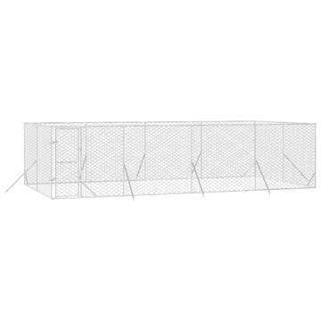 Outdoor Dog Kennel Silver 8x4x2 m - Galvanised Steel