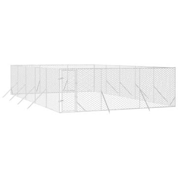 Outdoor Dog Kennel Silver 6x10x2m Galvanised Steel | HipoMarket