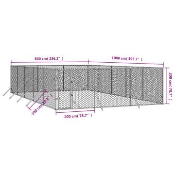 Outdoor Dog Kennel Silver 6x10x2m Galvanised Steel | HipoMarket