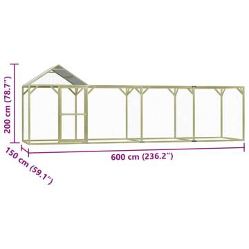 Durable Chicken Cage 6x1.5x2m - Impregnated Wood & Steel