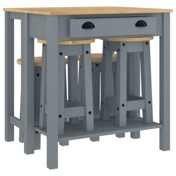 5 Piece Bar Set - Grey Solid Wood Pine | Hipo Market