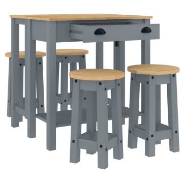 5 Piece Bar Set - Grey Solid Wood Pine | Hipo Market