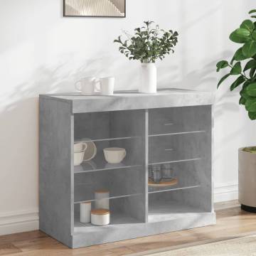 Modern Sideboard with LED Lights - Concrete Grey 81x37x67 cm