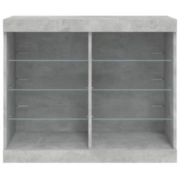 Modern Sideboard with LED Lights - Concrete Grey 81x37x67 cm