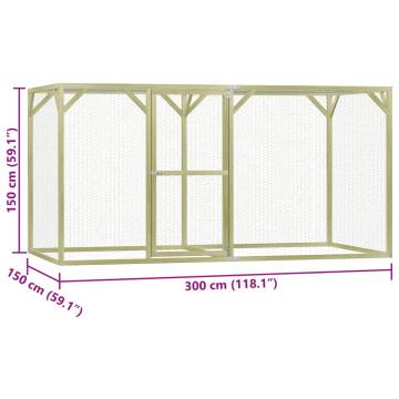 Durable Chicken Cage 3x1.5m in Impregnated Pine & Steel