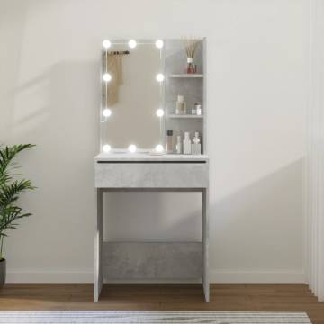 Dressing Table with LED - Concrete Grey - 60x40x140 cm