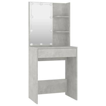 Stylish LED Dressing Table Set - Concrete Grey Wood