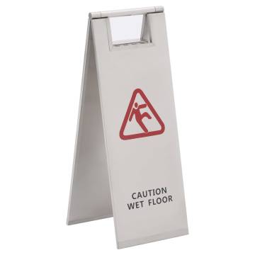 Folding Wet Floor Sign - Stainless Steel Caution Sign