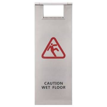 Folding Wet Floor Sign - Stainless Steel Caution Sign