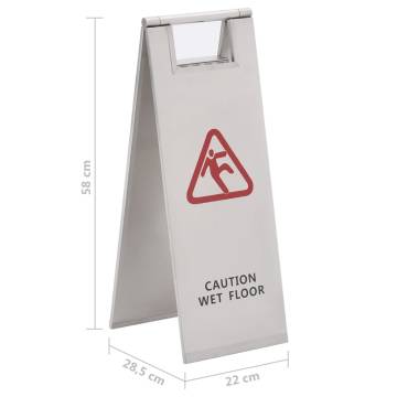 Folding Wet Floor Sign - Stainless Steel Caution Sign