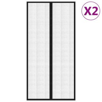 Insect Door Curtains - 2 Pcs Black 220x100 cm with Magnet Blocks