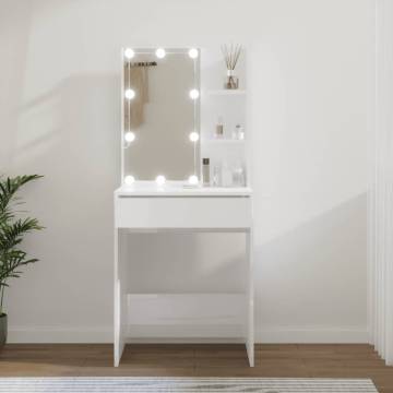 LED High Gloss White Dressing Table - 60x40x140 cm