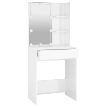 LED High Gloss White Dressing Table - 60x40x140 cm