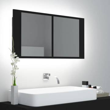 LED Bathroom Mirror Cabinet Black 90x12x45 cm - Hipomarket