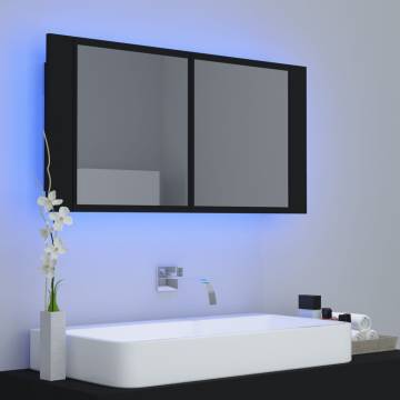 LED Bathroom Mirror Cabinet Black 90x12x45 cm - Hipomarket