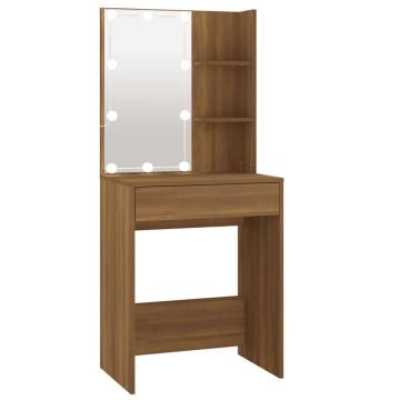 Dressing Table with LED - Brown Oak 60x40x140 cm | HipoMarket