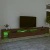 Stylish Brown Oak TV Cabinet with LED Lights - 290x36.5x40 cm