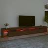 Stylish Brown Oak TV Cabinet with LED Lights - 290x36.5x40 cm