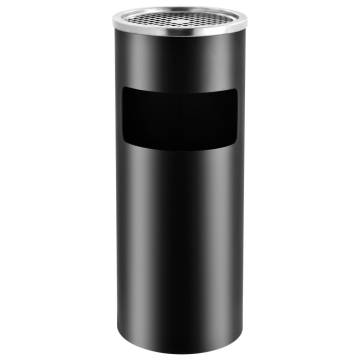 Elegant 30L Steel Black Ashtray Dustbin for Hotels & Public Areas