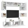 8 Piece High Gloss White TV Cabinet Set | Hipomarket UK