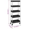 5-Tier Kitchen Trolley Black - Durable & Space-Saving