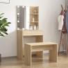 Dressing Table Set with LED Sonoma Oak Engineered Wood Colour sonoma oak Size 60 x 40 x 140 cm Quantity in Package 1 