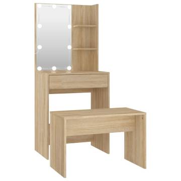 Dressing Table Set with LED - Sonoma Oak Furniture