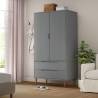 Wardrobe MOLDE Grey 90x55x175 cm - Solid Pine Wood Storage