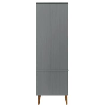 Wardrobe MOLDE Grey 90x55x175 cm - Solid Pine Wood Storage