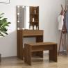 Dressing Table Set with LED Brown Oak Engineered Wood Colour brown oak Size 60 x 40 x 140 cm Quantity in Package 1 