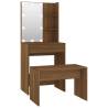 Stylish Dressing Table Set with LED - Brown Oak Finish