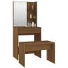 Stylish Dressing Table Set with LED - Brown Oak Finish