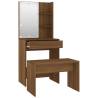 Stylish Dressing Table Set with LED - Brown Oak Finish