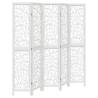 Elegant Room Divider - 5 Panels White Solid Wood Paulownia