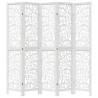 Elegant Room Divider - 5 Panels White Solid Wood Paulownia