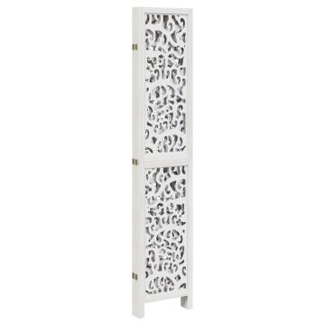 Elegant Room Divider - 5 Panels White Solid Wood Paulownia