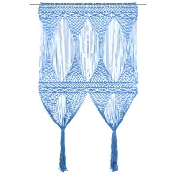 Macrame Curtain Blue 140x240 cm - Stylish Cotton Decor