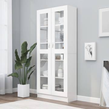 Sleek Vitrine Cabinet in White - 82.5x30.5x185.5 cm