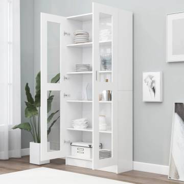 Sleek Vitrine Cabinet in White - 82.5x30.5x185.5 cm