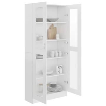 Sleek Vitrine Cabinet in White - 82.5x30.5x185.5 cm