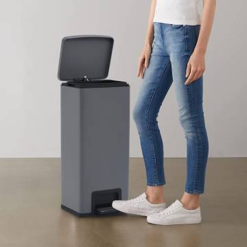 30L Grey Stainless Steel Pedal Dustbin - Anti-fingerprint